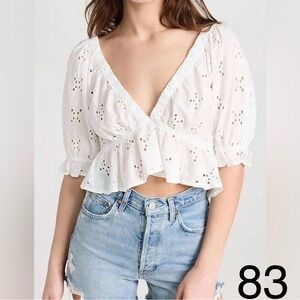 Free People White Eyelet Blouse